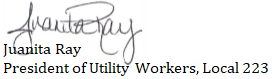 Signature and title of Juanita Ray.